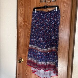 Floral Blue and Red Women's Skirt